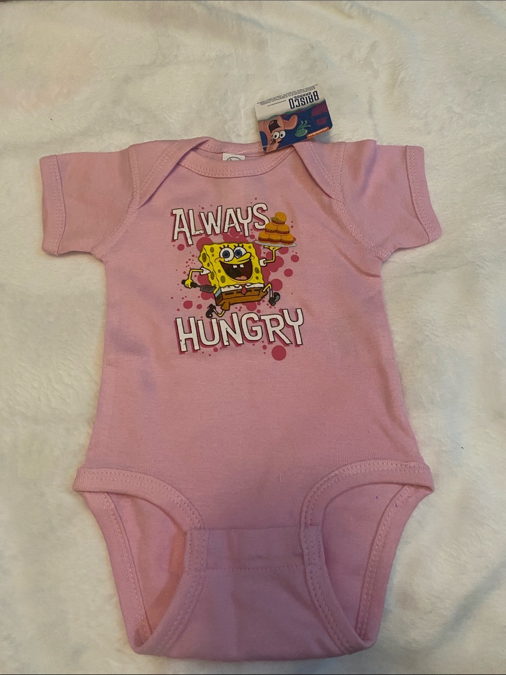 Rabbit Skins Pink SpongeBob 'Always Hungry' Baby One-Piece